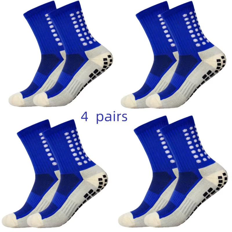 4 Pairs of Men'S Soccer Socks Non-Slip Grip Pad Football Basketball Socks