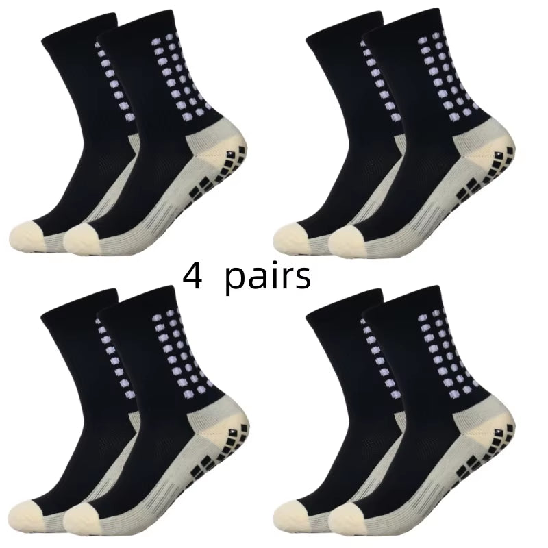 4 Pairs of Men'S Soccer Socks Non-Slip Grip Pad Football Basketball Socks